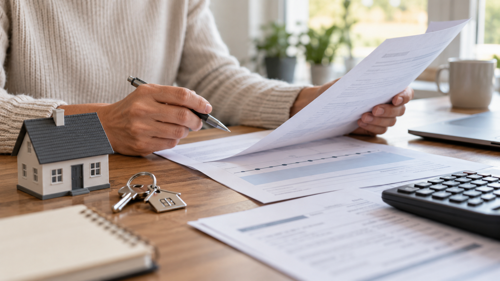 Homeowner reviewing mortgage paperwork before a fixed-rate mortgage ends